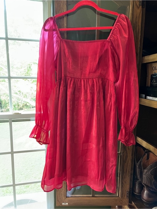 Dresses & Skirts - Holiday Red Long-Sleeve Chiffon Dress